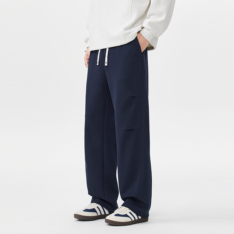 Pantalones casuales retro estadounidenses para hombres 2025 otoño nuevo estilo suelto tendencia versátil recto pantalones de color sólido negro regular image 2