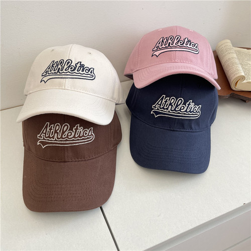 American retro letter embroidery soft top baseball hat for women, spring and summer casual versatile couple, face-showing small duck cap for men