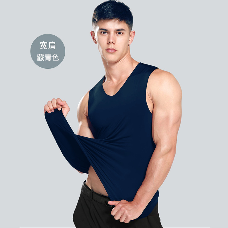 Traceless ice silk vest men's summer youth thin sports fitness men's sleeveless bottoming top tide generation wholesale