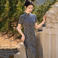 彈力50多歲旗袍2025年新款復古中老年媽媽中長款60多歲平時穿大碼