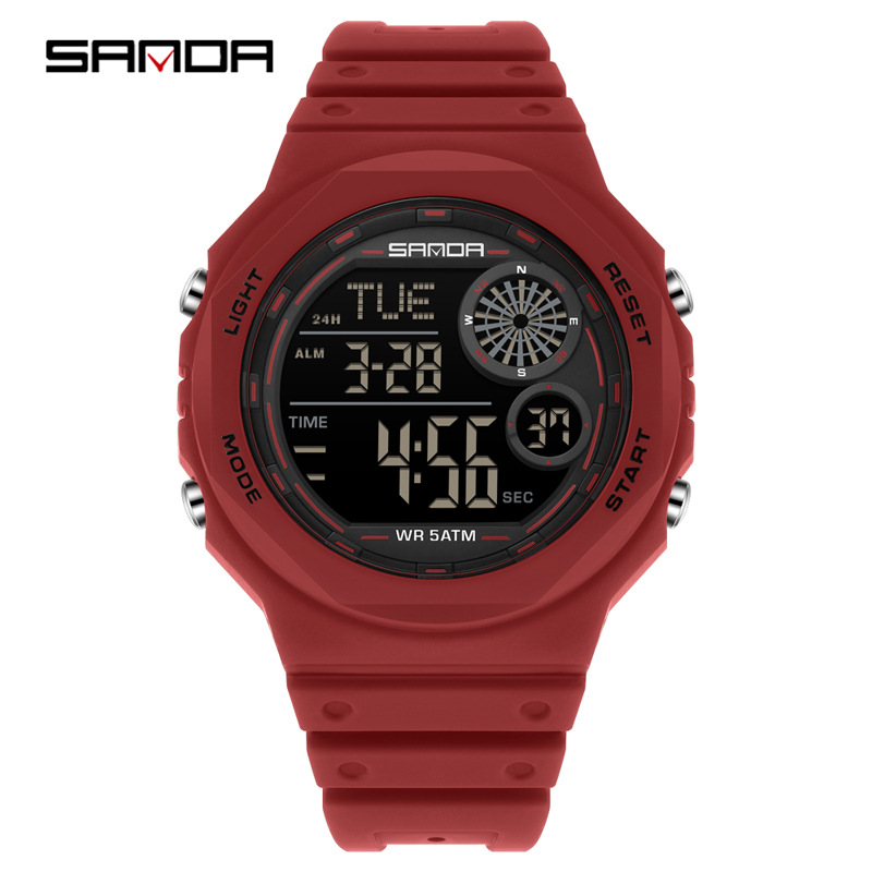 Sanda SANDA reloj electrónico deportivo al aire libre impermeable luz nocturna reloj de despertador de estudiantes de secundaria