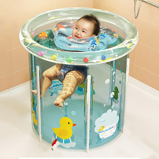 Inflatable baby swimming pool PVC household newborn baby foldable bath bucket bracket bathtub thickened swimming pool