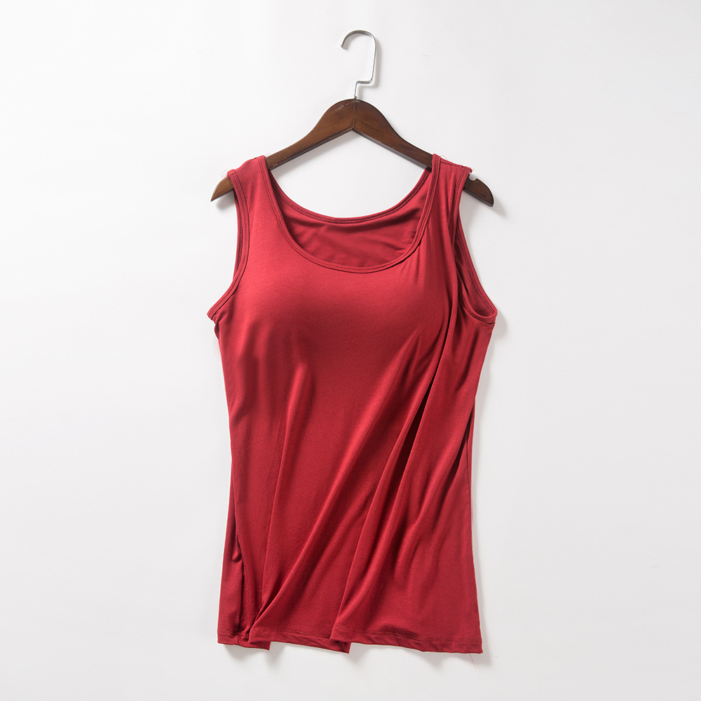 モーダルは胸パッド付きベスト女性の薄い夏のスポーツヨガカップ一体式下着【メーカー直販】