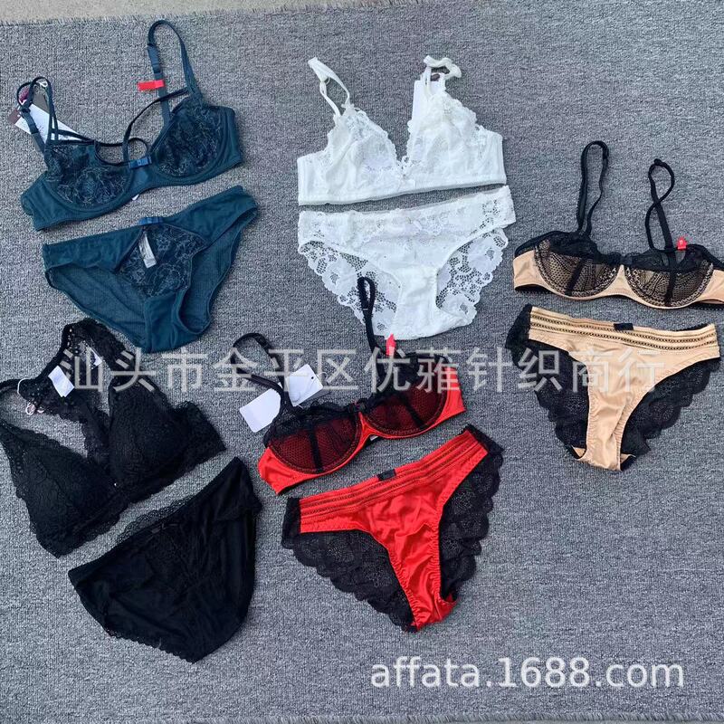 Girls' Lace Embroidered Bra and Panty Set Stock Nude-Feel Mixed Batch Lingerie Mix Bra Sets Clear