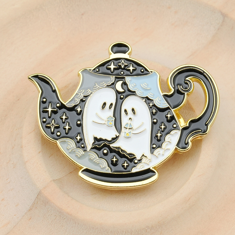 Ghost Teapot Brooch Enamel Pin Magic Tea Series Pin Backpack Clothing Accessories Unique Gift Decoration