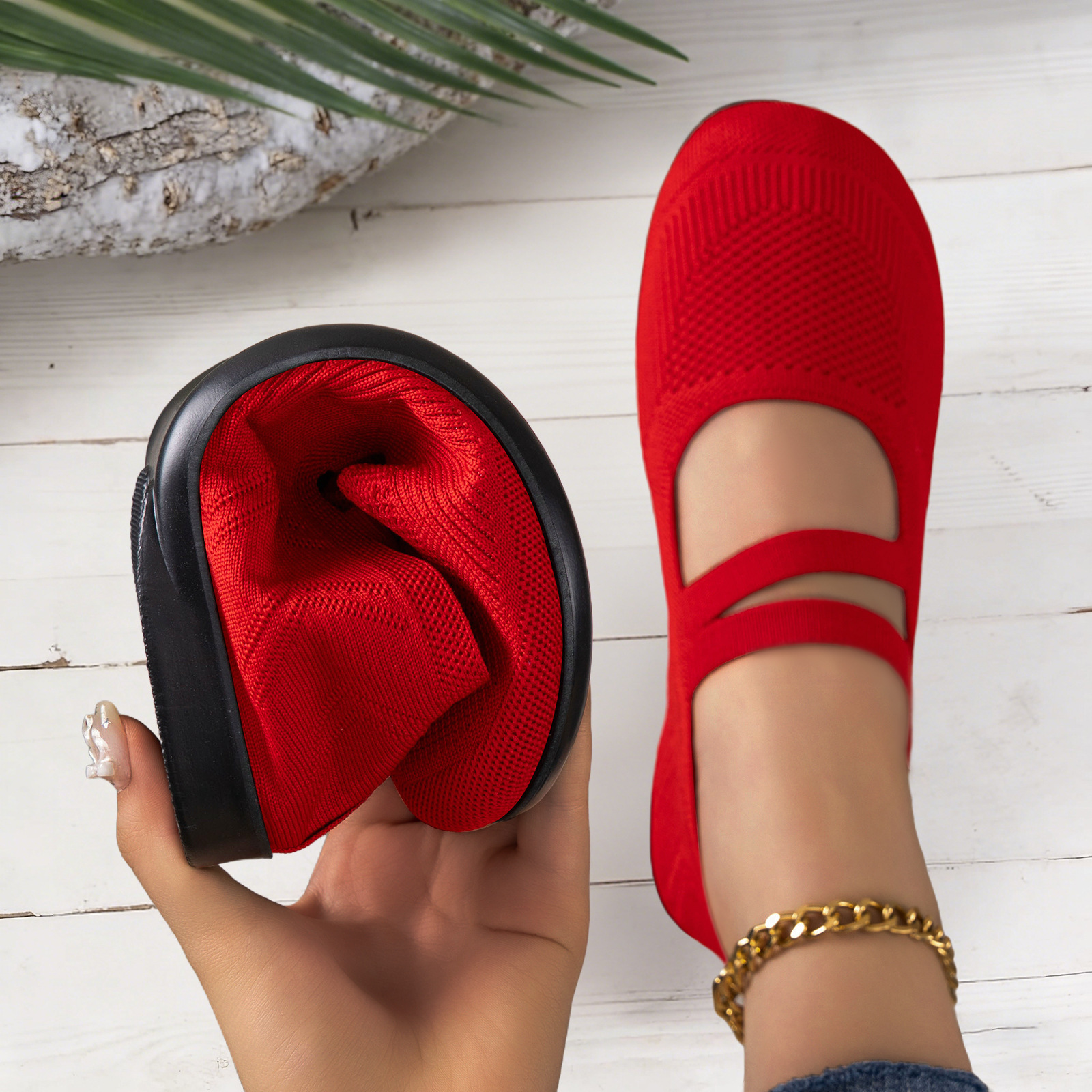 Women's Shoes, Cross-Border, Shallow Mouth, Slip-On, Soft Sole, Comfortable, Fly-Knit, Breathable, Wide Fit, Mom Shoes, Cloth Shoes