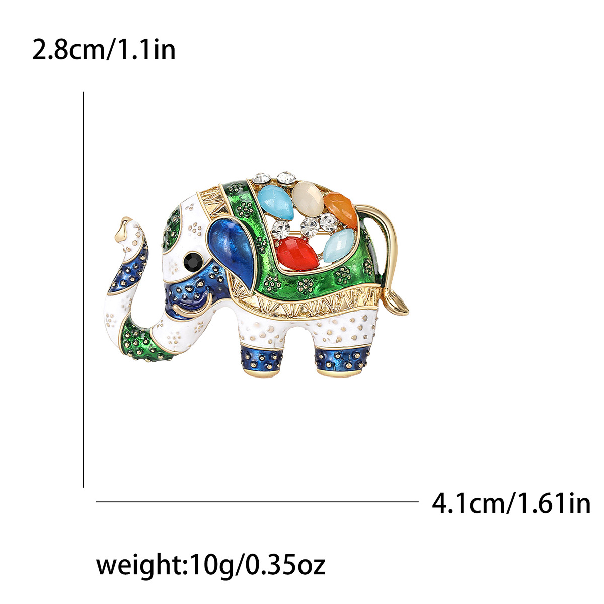 Enamel, Inlay Design Retro Style Retro Pin Elephant Alloy Enamel Inlay Rhinestones Women's Brooches