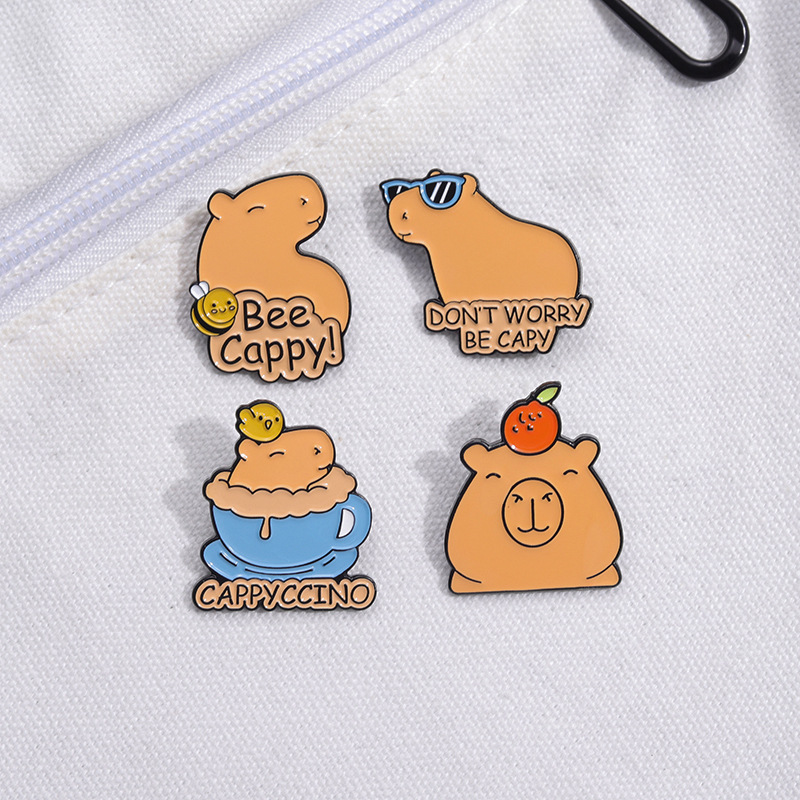 Cute Pin Capybara Alloy Stoving Varnish Unisex Brooches display picture 7