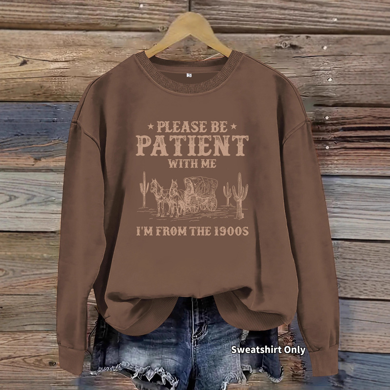 Europe and the United States cross-border autumn and winter women's casual long sleeve round neck western landscape printed pullover sweatshirt sweater wholesale