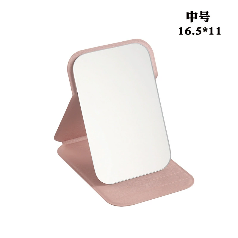 Folding Handheld Table Mirror, PU/Polyurethane Cover, Compact Adjustable Stand, 4 Sizes