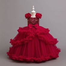 女童高端婚礼服新款无袖花童蓬蓬纱公主裙女孩晚宴钢琴演出晚礼服