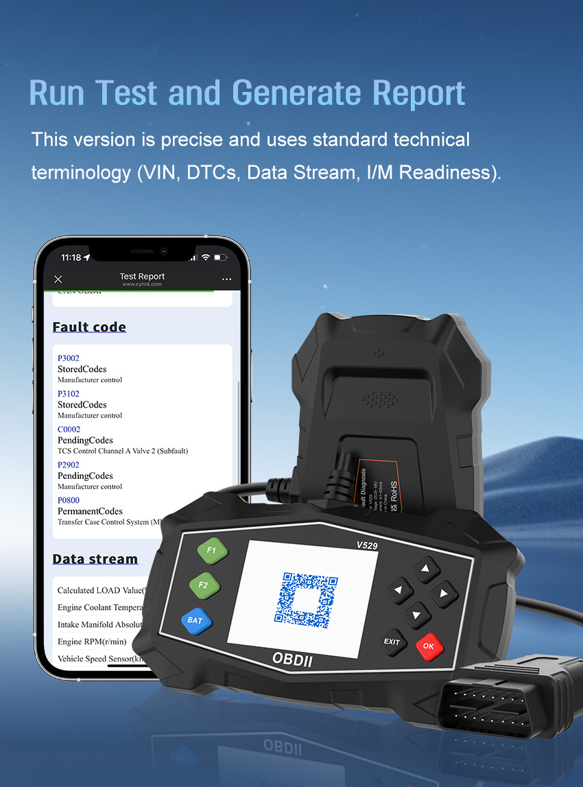 V529 car diagnostic tool OBD fault diagnosis decoder code reader car repair tool fault code clear tool