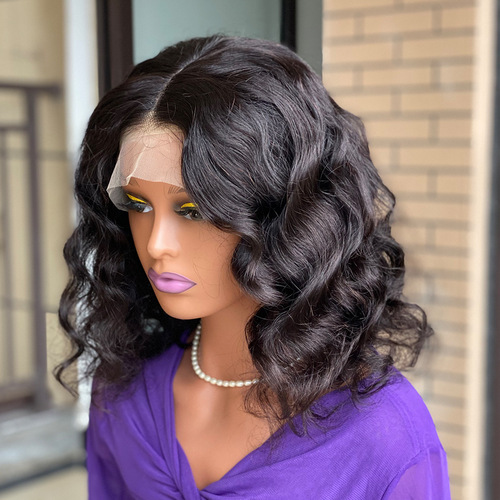 Double Drawn Natural Wave Frontal Human Hair Wig Lace Wig Headband