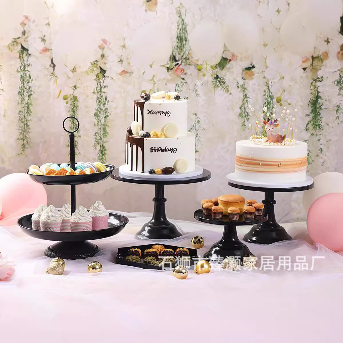 De estilo occidental de la boda decoración de mesa de postre pastel de comida fría de tres capas merienda stand decoración soporte de exhibición de la torta de hierro soporte image 3