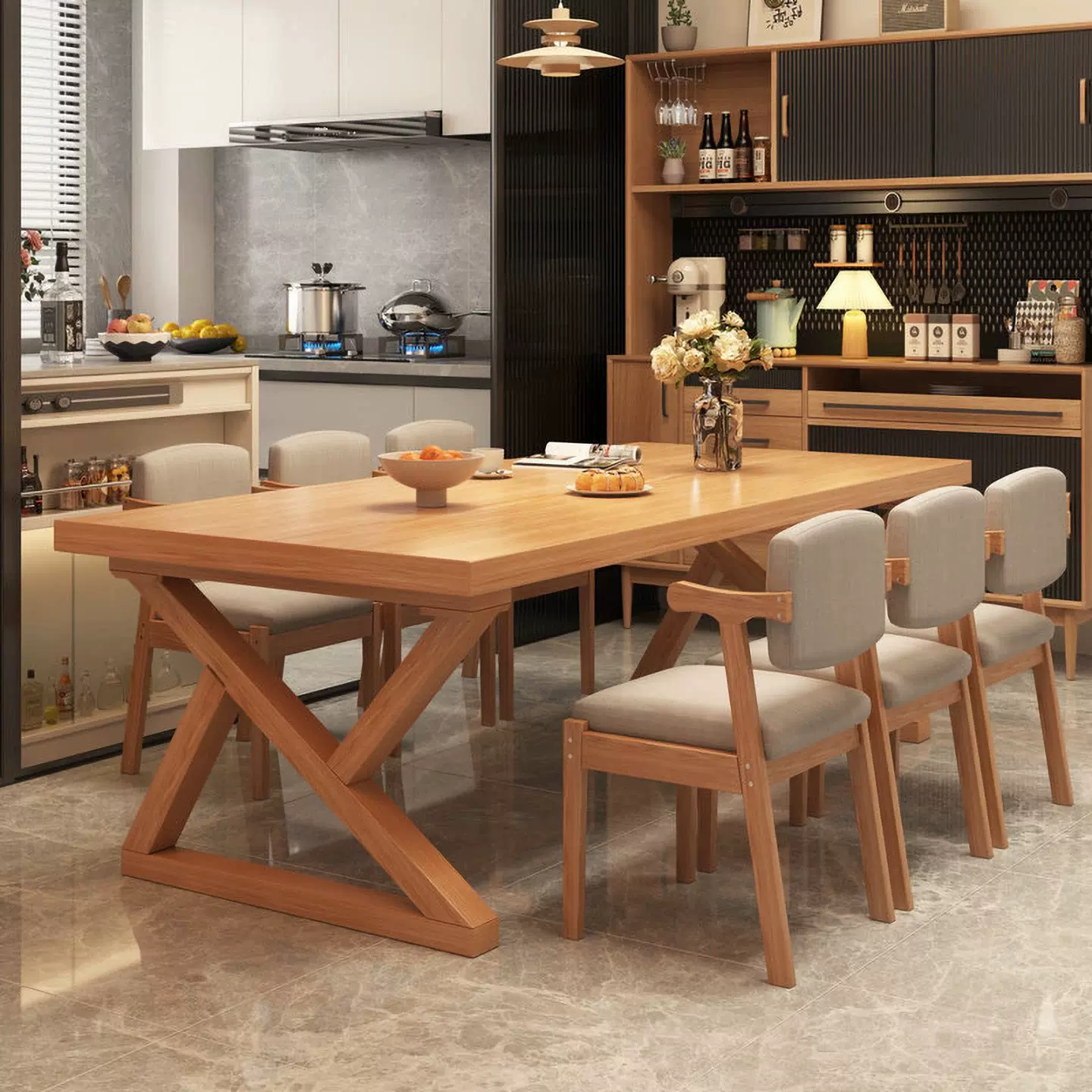 餐桌家用现代简约客厅家用长方形吃饭桌餐桌办公一体桌家庭用餐桌