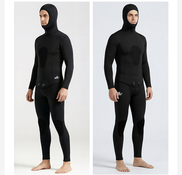 3MM Neopren Herren Kapuzen-Tauchanzug 2-teilig Thermischer Wärmeisolierender Anzug für Speerfischen Freitauchen Scuba Schnorcheln – Detail 12