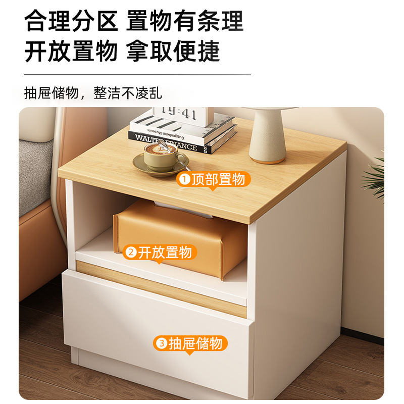 Mesa de cabezal de cama simple y pequeña multifuncional con armario de almacenamiento de extracción para habitaciones de alquiler de dormitorios pequeños armarios de cama
