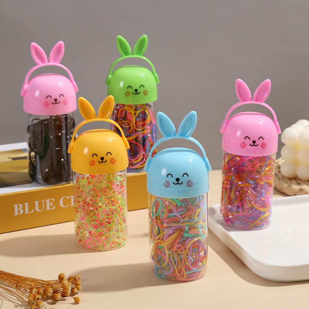 Conejo de dibujos animados color negro barril elástico desechable bebé rendimiento de cabello anillo de cabello tocado tienda binaria