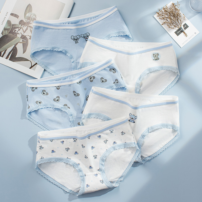 Graphene 40 Panties Women's Cotton Crotch Middle Waist Comfortable Breathable Japanese Koala Students Korean Briefs