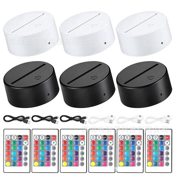 Transfronterizo nuevo exótico 3D luz de la noche titular USB Toque control Remoto colorido luz de la noche lámpara de mesa de acrílico combinación base