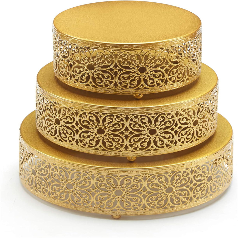 Fiesta de cumpleaños decoración postre hierro forjado europeo oro alto pie estante de pastel prop de boda postres piezas de mesa