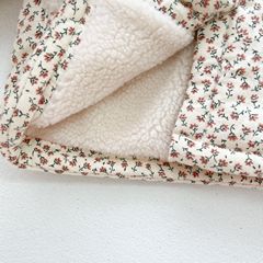 0-3 years old baby winter cotton-padded jacket Korean style floral quilted warm baby cotton-padded jacket plus velvet cotton padded jacket for baby girl