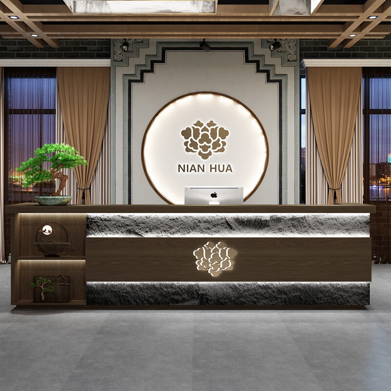 Chinese Retro Hotel Reception Desk Restaurant B&b Tea Shop Cashier Ear-picking Foot Bath Shop Bar Company Front Desk