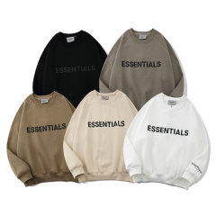 跨境欧美潮牌FOG复线ESSENTIALS立体压胶反光圆领卫衣男宽松外套