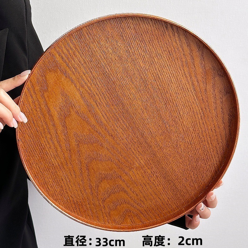 家庭用菓子茶皿皿カフェ円形菓子皿茶皿インスタ风レトロケーキ木制トレー|undefined