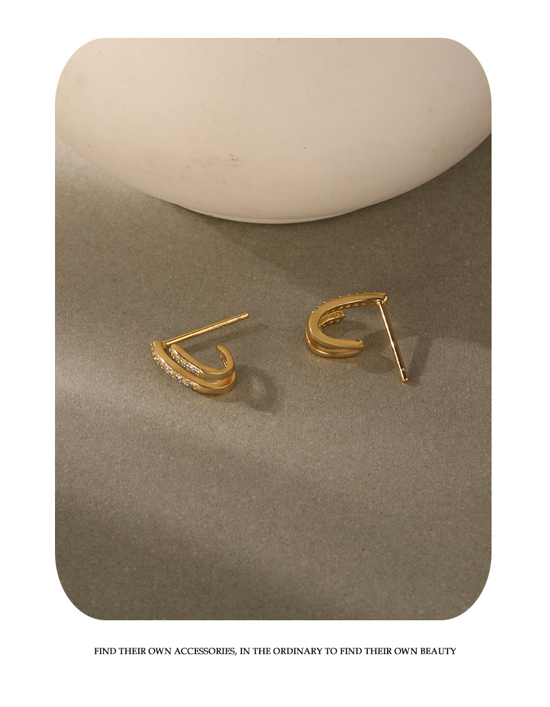 1 Paire Style Ins Géométrique Argent Sterling Incruster Zircon Boucles D'oreilles display picture 1