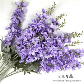 仿真花仿真2叉飞燕草植绒仿真风信子绢花婚庆路引客厅装饰紫罗兰