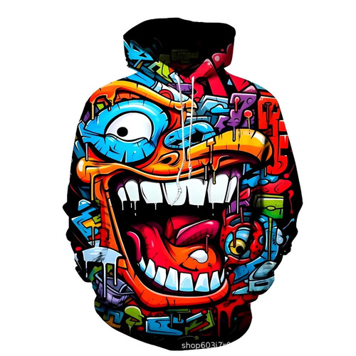 Hot-selling men's colorful clown-themed 3D digital-print hoodies—direct from the source factory, available in Europe and the U.S.