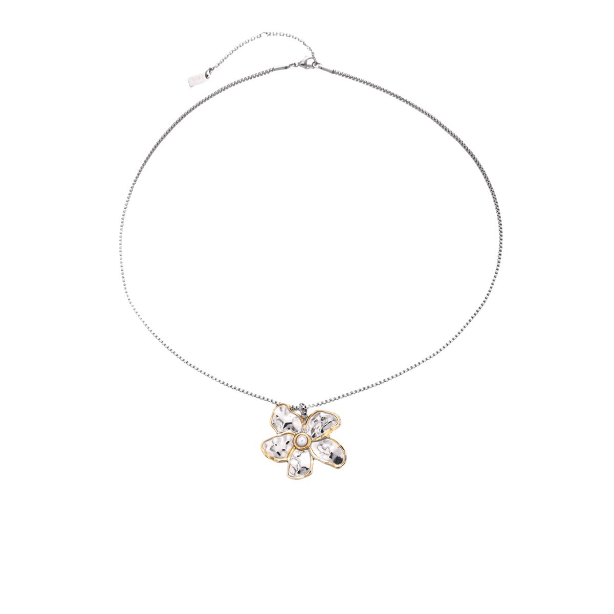 Tiana Europa y América collar de acero inoxidable lujo ligero nicho moda moda oro y plata colgante de flores bicolor cadena clavículare venta caliente
