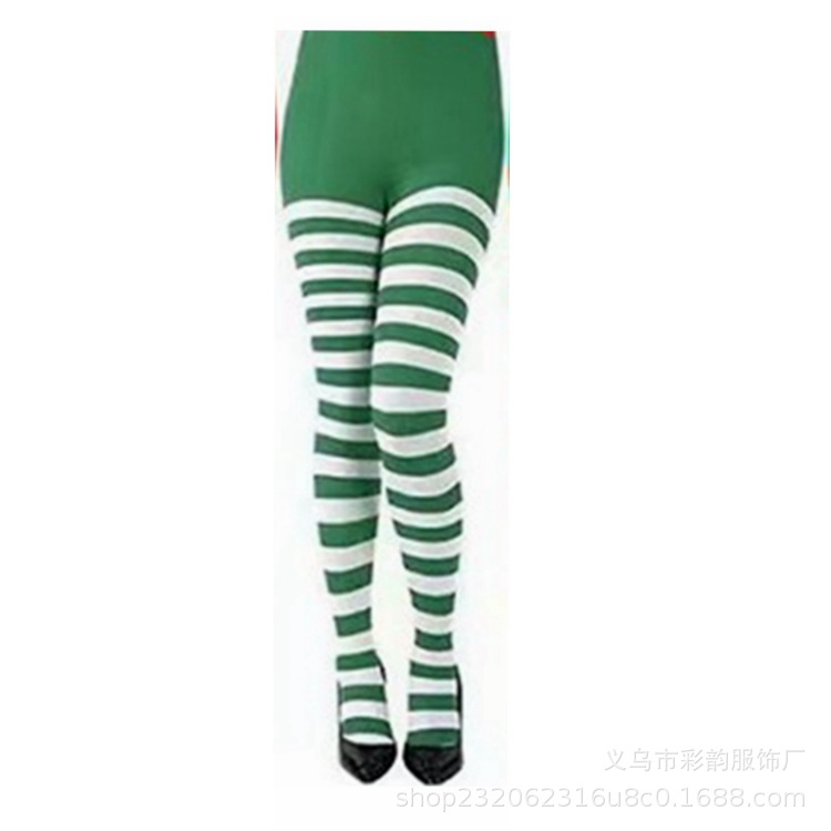 Fabricante suministro de stock de medias de rayas de Navidad medias de rayas rojas y verdes medias de Navidad rayas