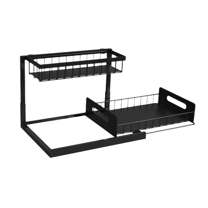 キッチンシンク下収納ラック家庭用引き出し式調味料ラックカウンタートップ二層キャビネット収納ラック|undefined