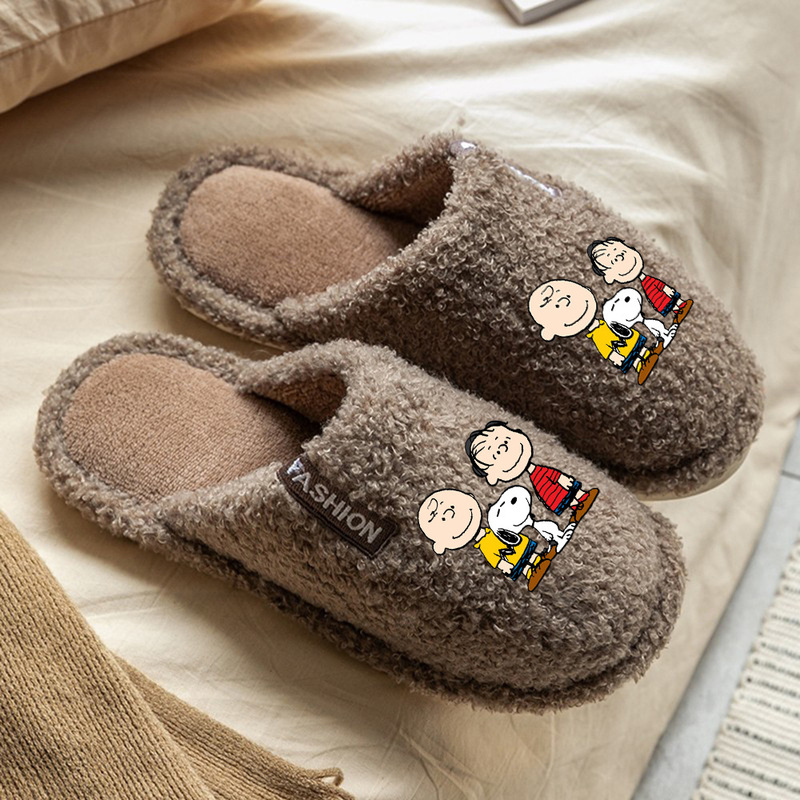snoopy snoopy pink coffee anime cotton slippers home indoor men's and women's slippers warm soft non-slip slippers