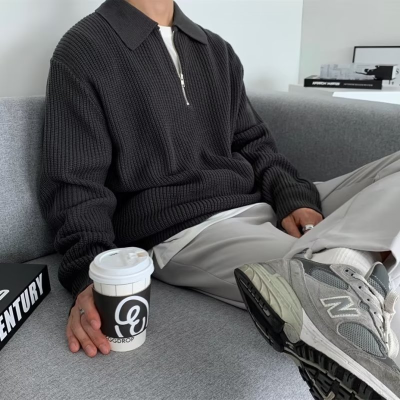 MRCYC primavera y otoño solapa suéter camiseta de manga larga para hombre top casual camisa POLO para hombre camisa de otoño camisa de fondo camiseta