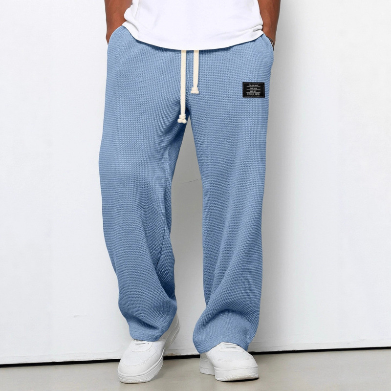 Cross-Border Amazon European and American Men's Spring and Autumn Trendy Loose Drape Straight-Leg Sweatpants Wide-Leg Sports Casual Long Pants