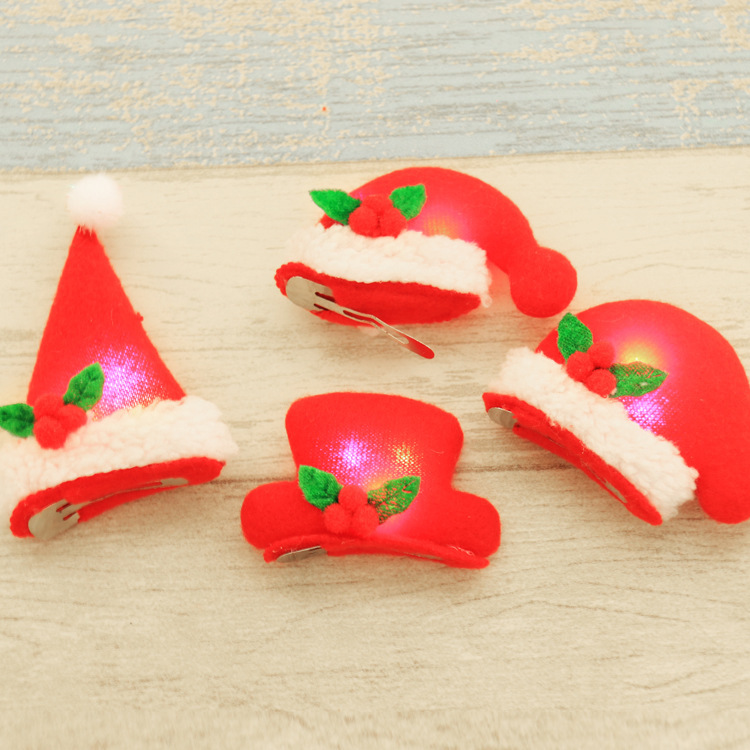 Jin Ming Guan nuevo producto de decoración de Navidad LED con lámpara sombrero de Navidad abrazadera para el cabello BB abrazadera para el cabello una variedad de opciones image 3