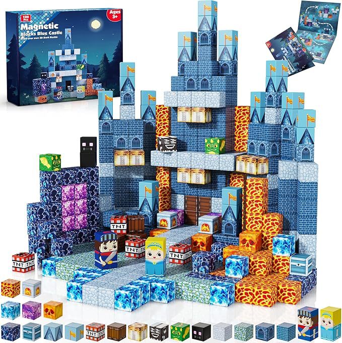 Bloques Magnéticos de Construcción de Castillo My Mini World de Amazon, Azulejos Magnéticos, Juguete de Bloques de Construcción Magnéticos DIY para Niños