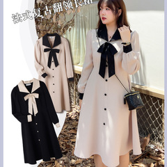 お買い得な大きいサイズの婦人服 秋の新作 フレンチレトロ ワッフル生地 ぽっちゃりさん向けワンピース k2059