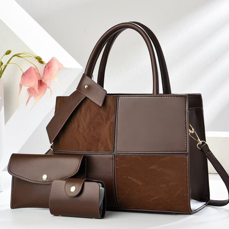 Bolsa de mujer combinada de tres piezas 2025, nueva bolsa de mano de mujer de empalme, bolsa de hombro de gran capacidad para viajar
