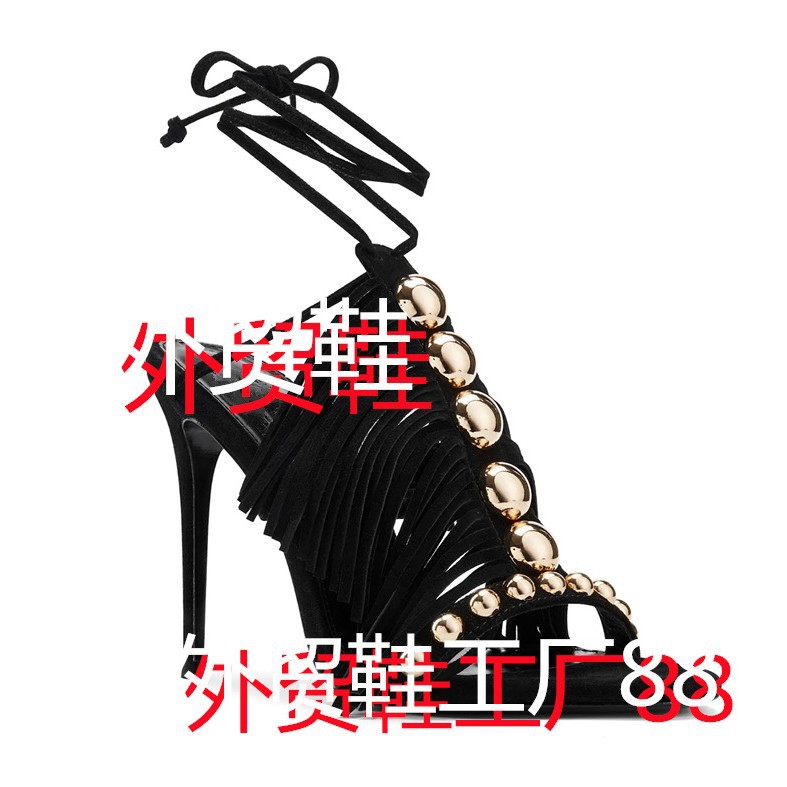 Women's black suede golden fashionable belt with studs
