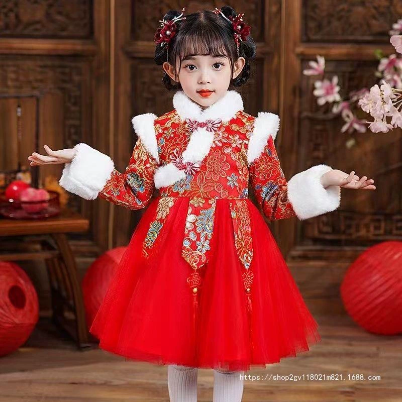 Зимний детский праздничный Ханьfu, китайский стиль