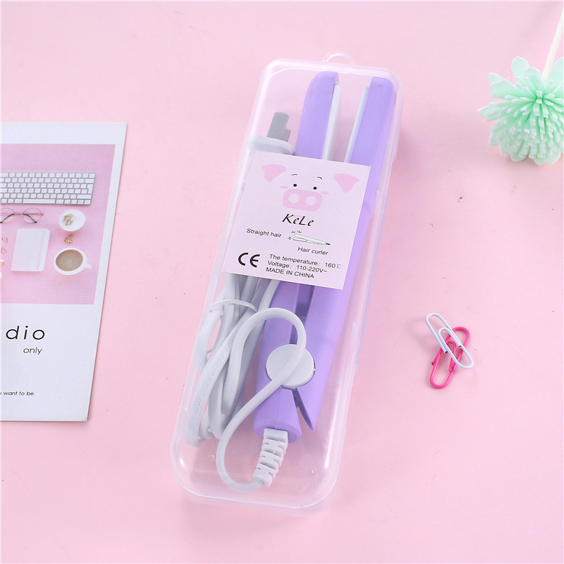 ヘアアイロンストレート女子学生ミニ小型電気クリップ直巻両用前髪ストレートヘアアイロン|undefined