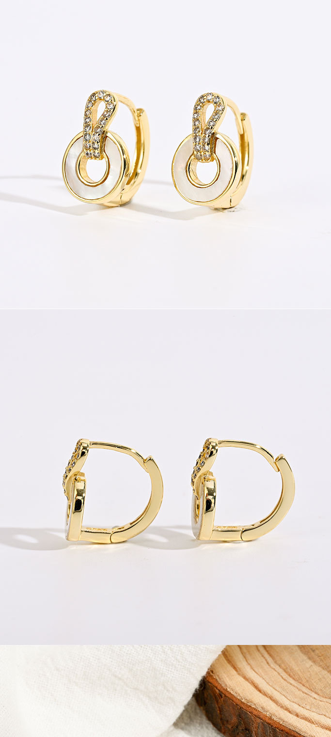 new brass 14k real gold plated white circle copper ear bucklespicture1