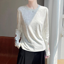 跨境国风刺绣精纺针织衫女 复古文艺手绣工艺 秋冬新款百搭修身打
