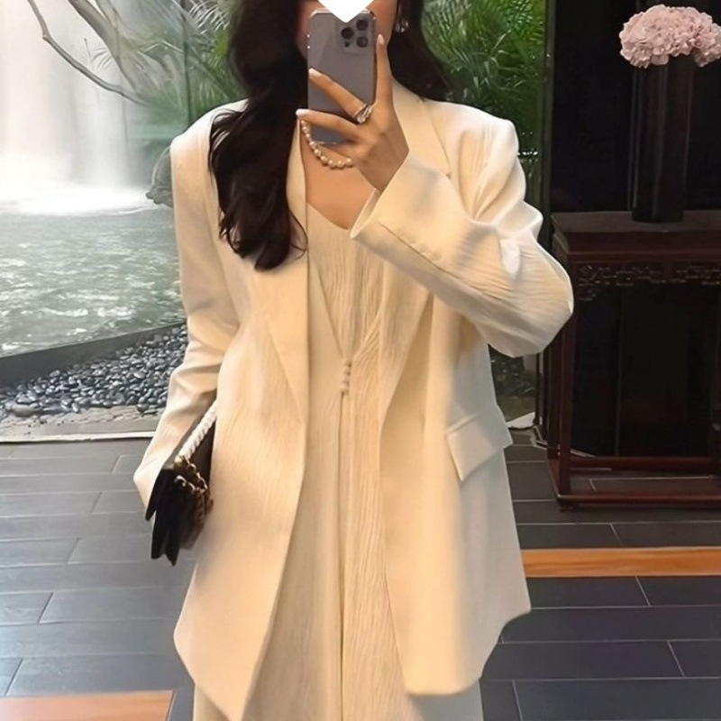 感西装套装女2025春秋新款休闲吊带裙西服外套气质显瘦两件|undefined