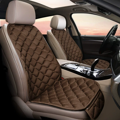 Seat cushion, seat cover — Diamond plush winter car seat - coffee-square-pad