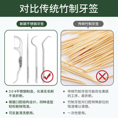 Manufacturer 304 stainless steel toothpick set dental floss metal picking needle tooth care cleaning tool